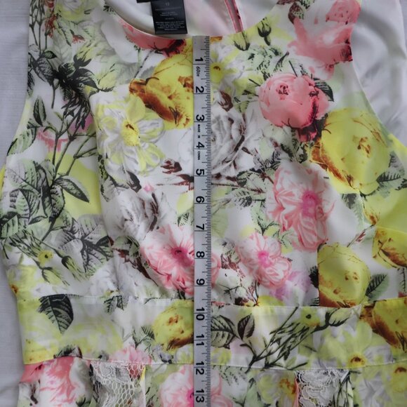 INC Floral Bouquet Lace - Midi Dress - Ruffle Handkerchief - Size 12 - NWT - Picture 8 of 13